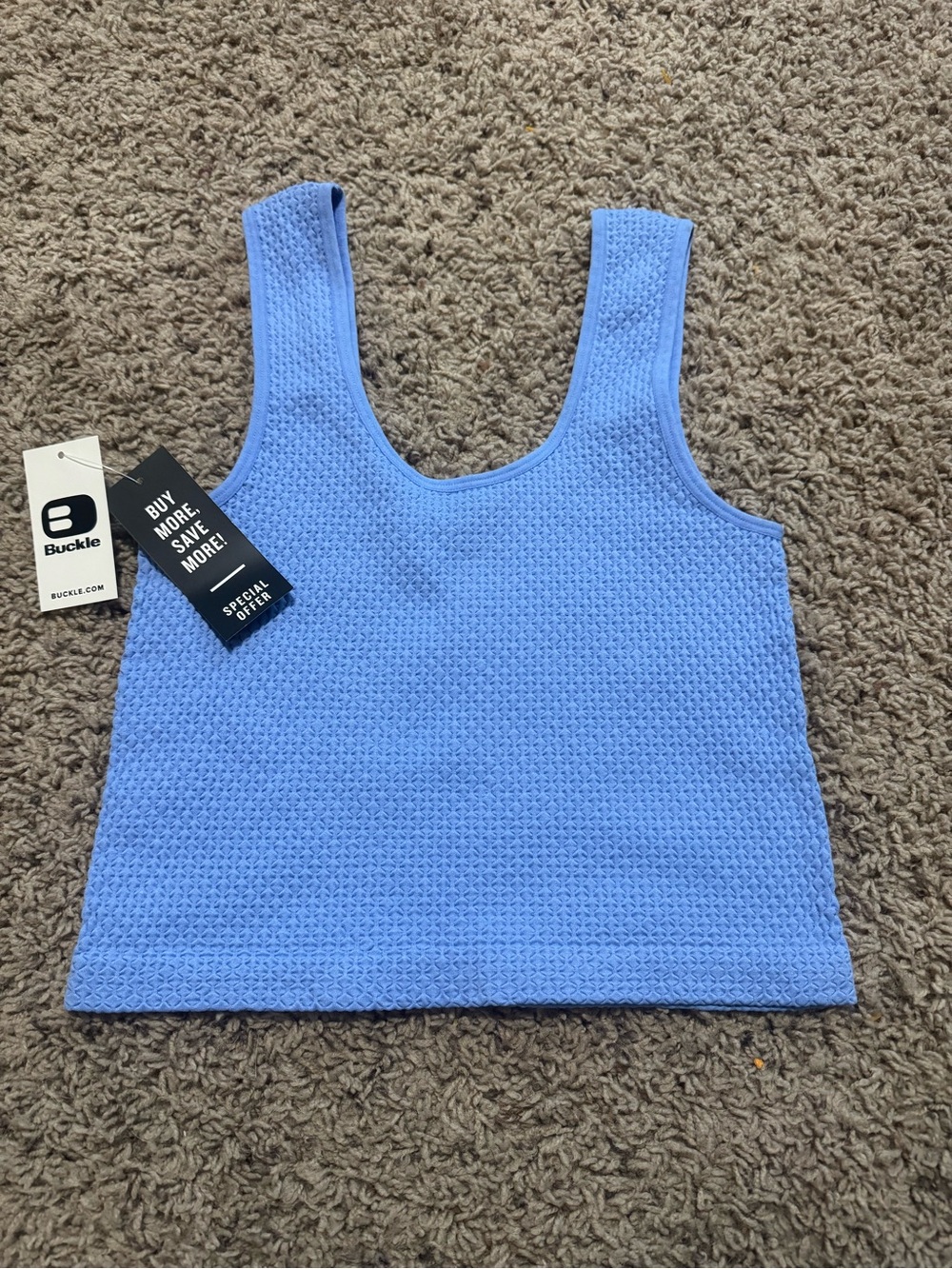 Buckle Baby Blue Textured Knit Tank Top
